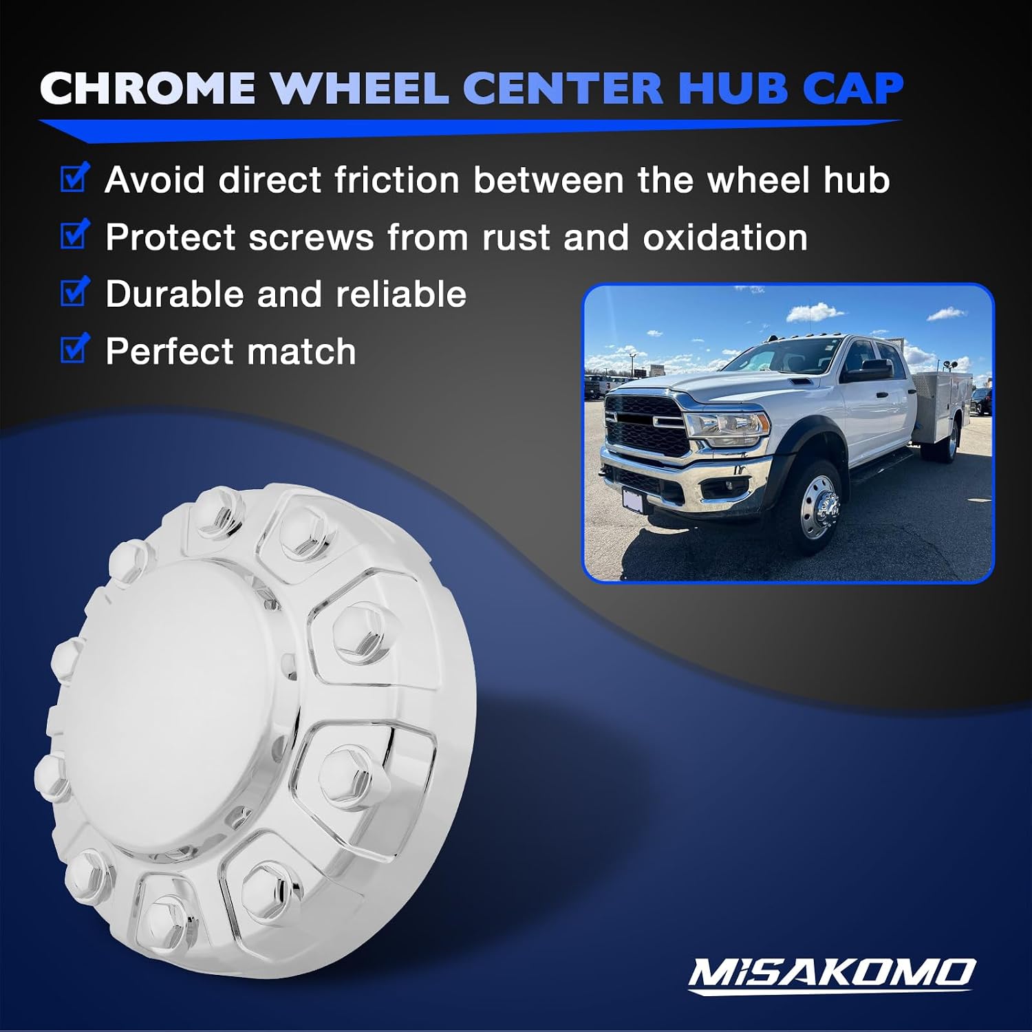 2 Pieces Front Chrome Wheel Center Cap Hub Cover Compatible with 2019-2021 RAM 4500 2019-2021 RAM 5500 Center Caps Hubcaps Replace# 6PG03SZ0AB