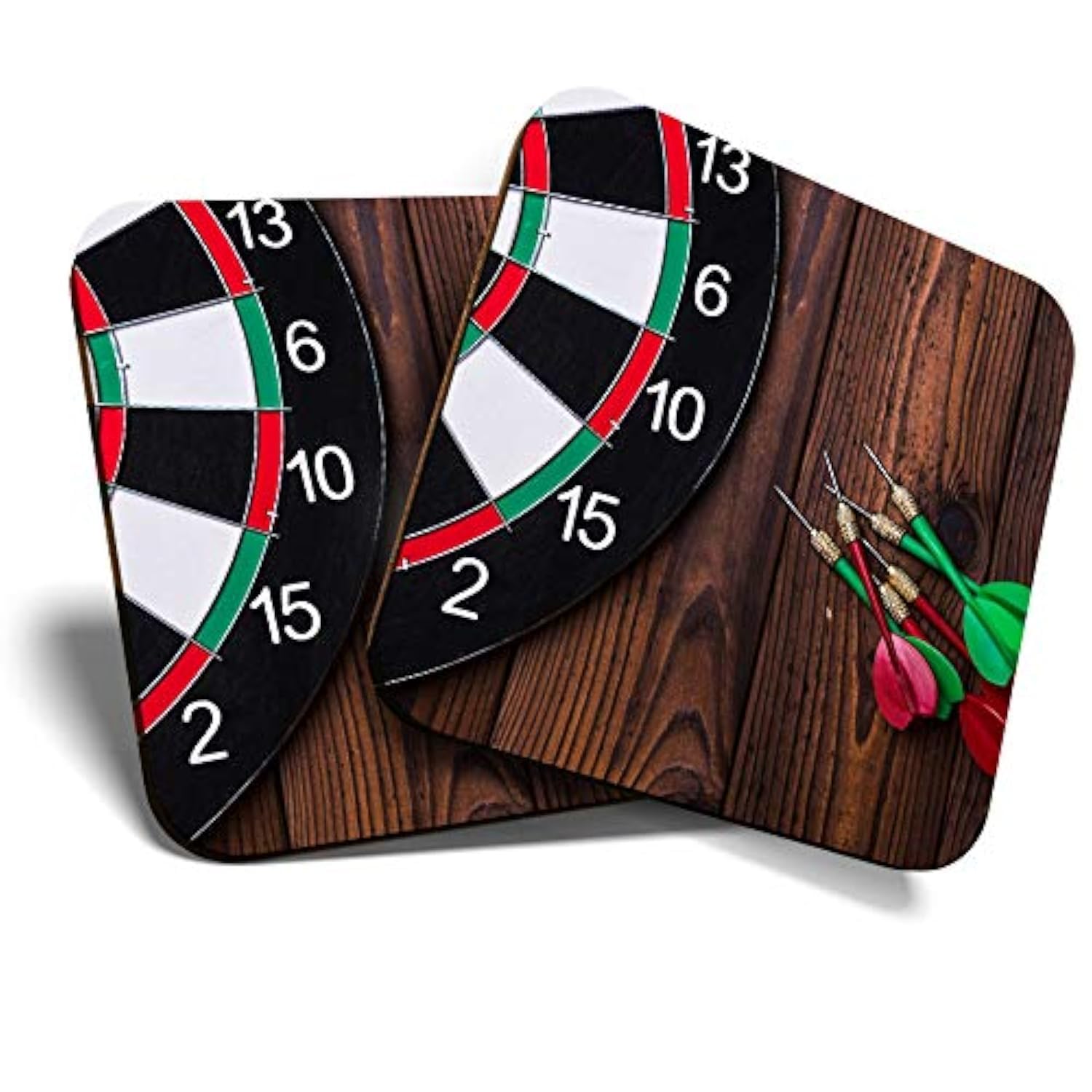 Destination Vinyl Ltd Multicolor Great Coasters (Set Of 2) Square/Glossy Quality Coasters/Tabletop Protection For Any Table Type - Dart Board Pub Game Sports Darts #16005