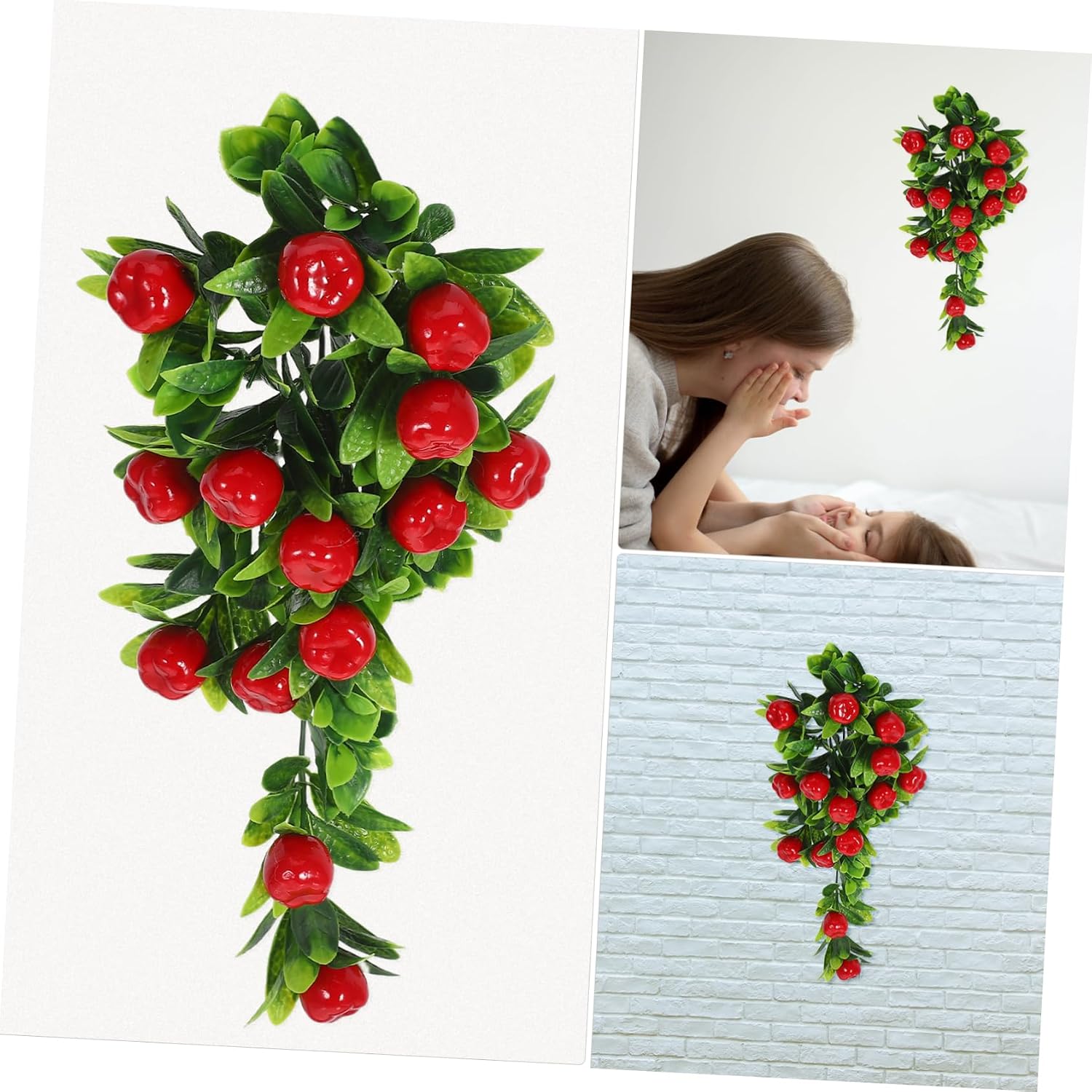 2pcs Artificial Fruit Hanging Ornaments Fake Fruits Garland Vine Vines Leaf Decorative Prop