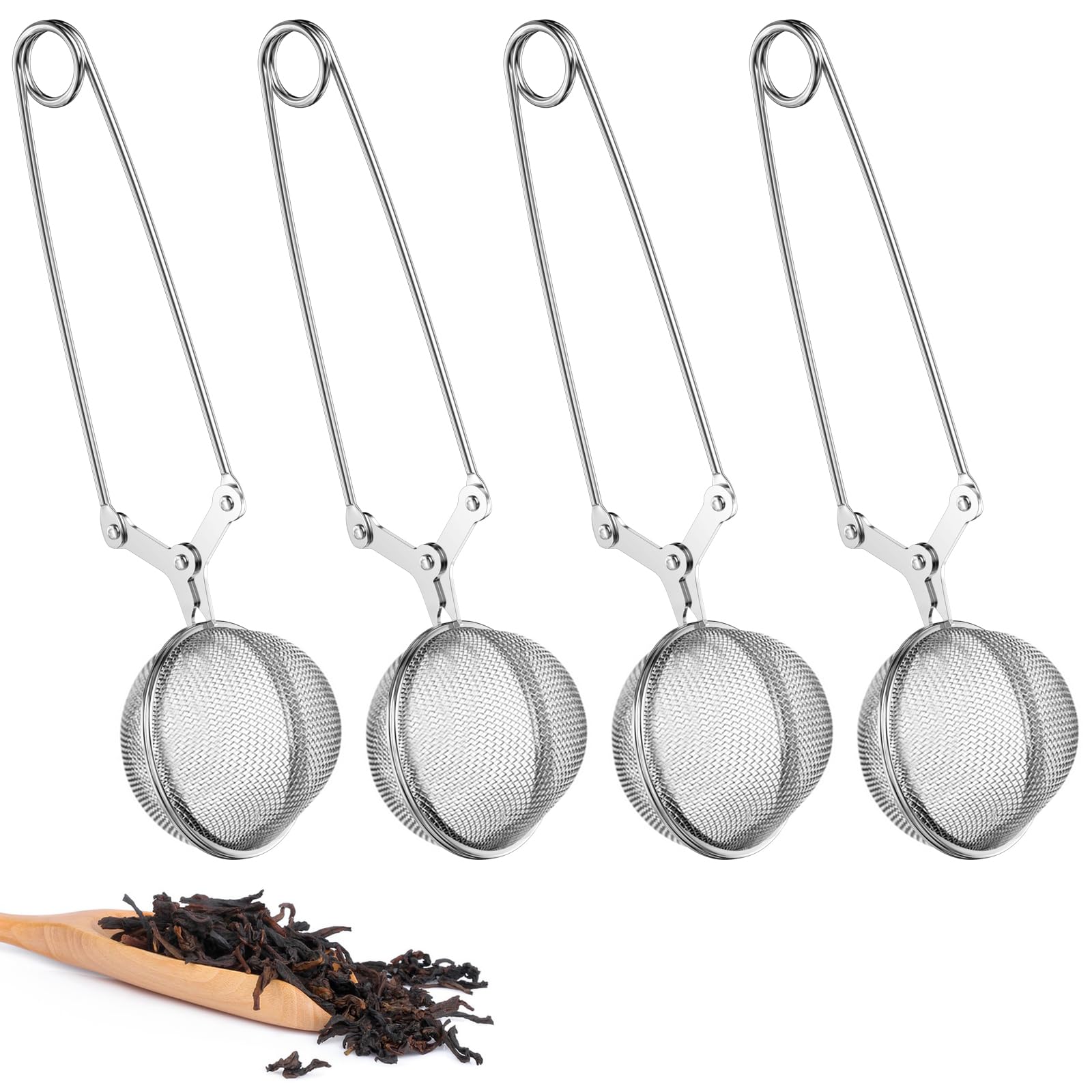 4 Piezas Infusor de Té, Colador de Té Suelto de Acero Inoxidable, Coladores de Té de Bola de Malla Fina, Bolas Infusoras para Hojas Sueltas, Especias, Hierbas y Condimentos