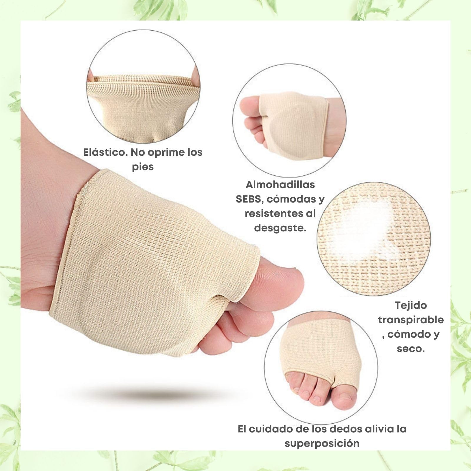 Almohadillas Metatarsianas, 2 Pares Plantillas Metatarsalgia y Almohadillas para Pies con Gel, Protector de Antepié para Reducir Presión al Caminar, Mujer y Hombre. Talla 35-39