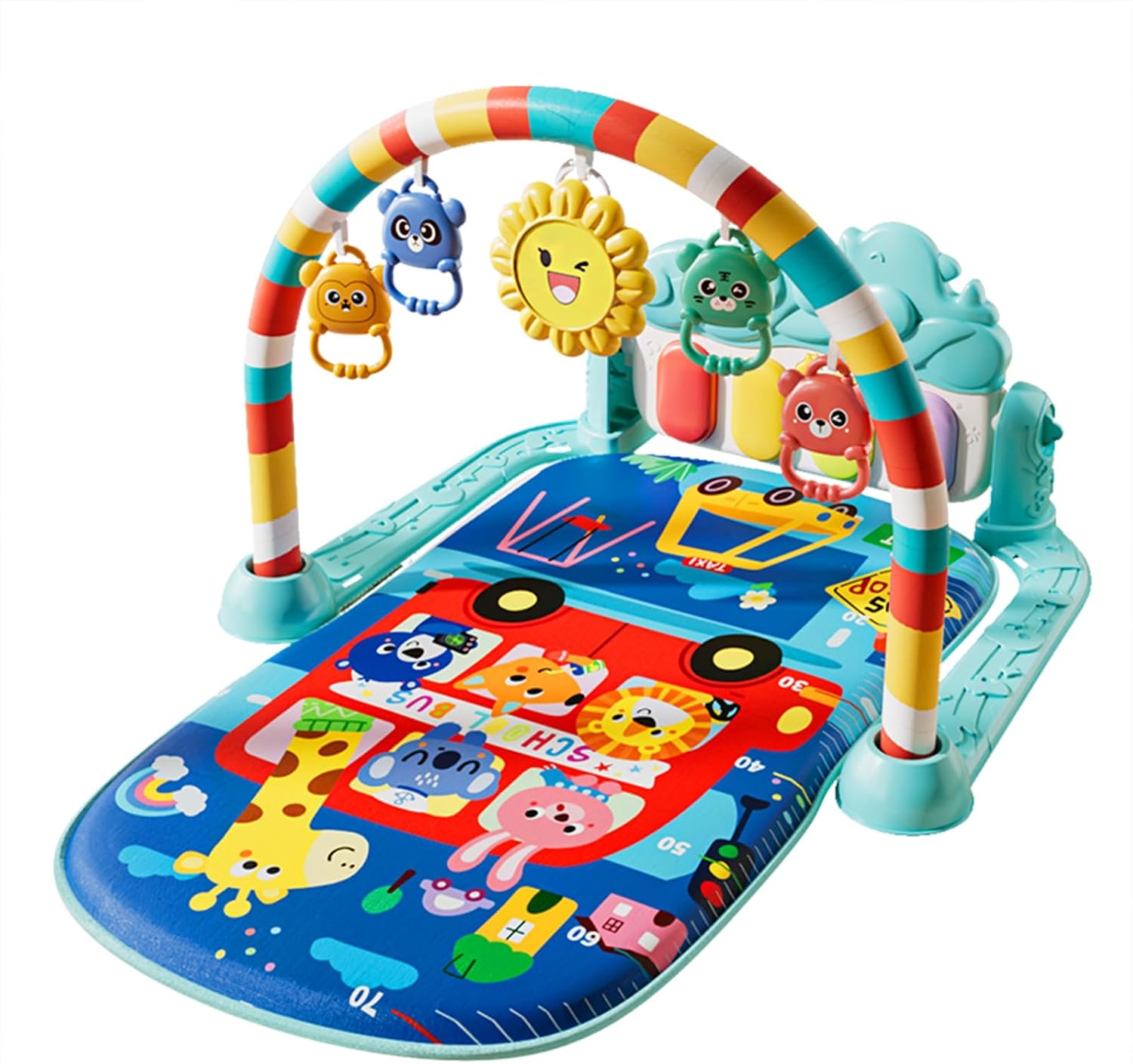 Baby Play Mat Baby Gym,Play Piano Tummy Time Baby Activity Mat, Music and Lights Boy & Girl for Newborn 0 to 3 6 9 12 Months