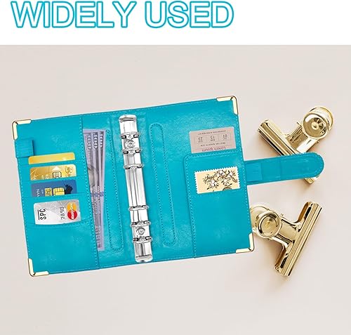 Miniatura 73 de Carpeta A5 recargable de piel sintética con 6 anillas, cubierta para cuaderno pequeño para papel de relleno A5, cubierta de planificador personal