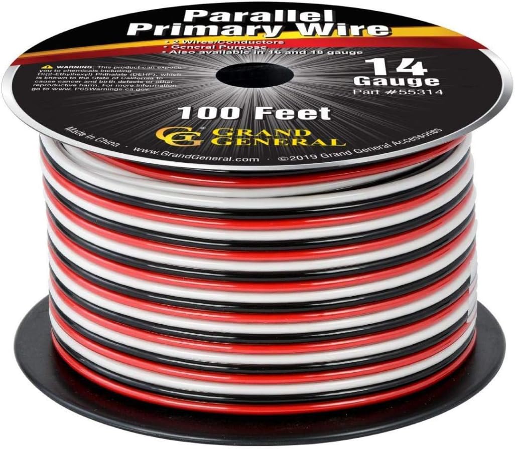 GG Grand General 55314 100 ft 14 GA Parallel Primary, 2 Wires, 100ft/Roll