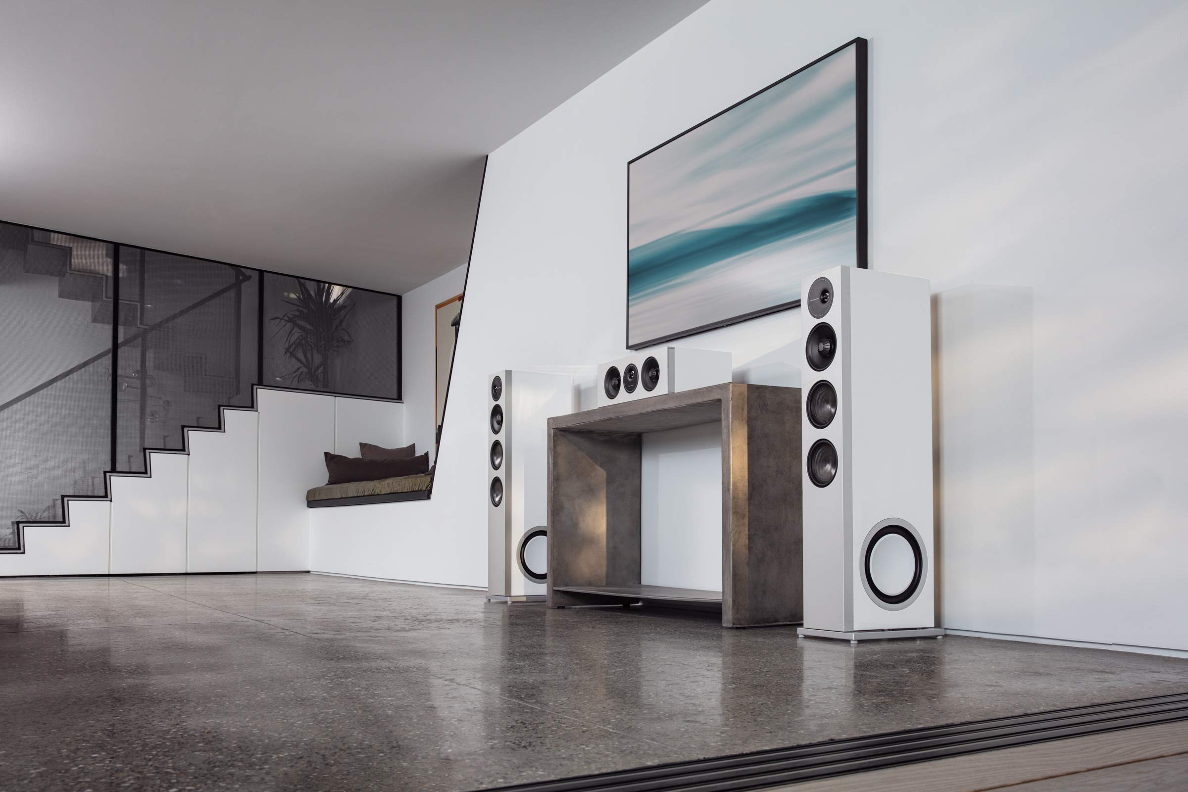 Definitive Technology D15 Demand Series Modern High-Performance 3-Way Tower Speaker (Right-Channel) - Single, White | Dual 8” Passive Bass Radiators