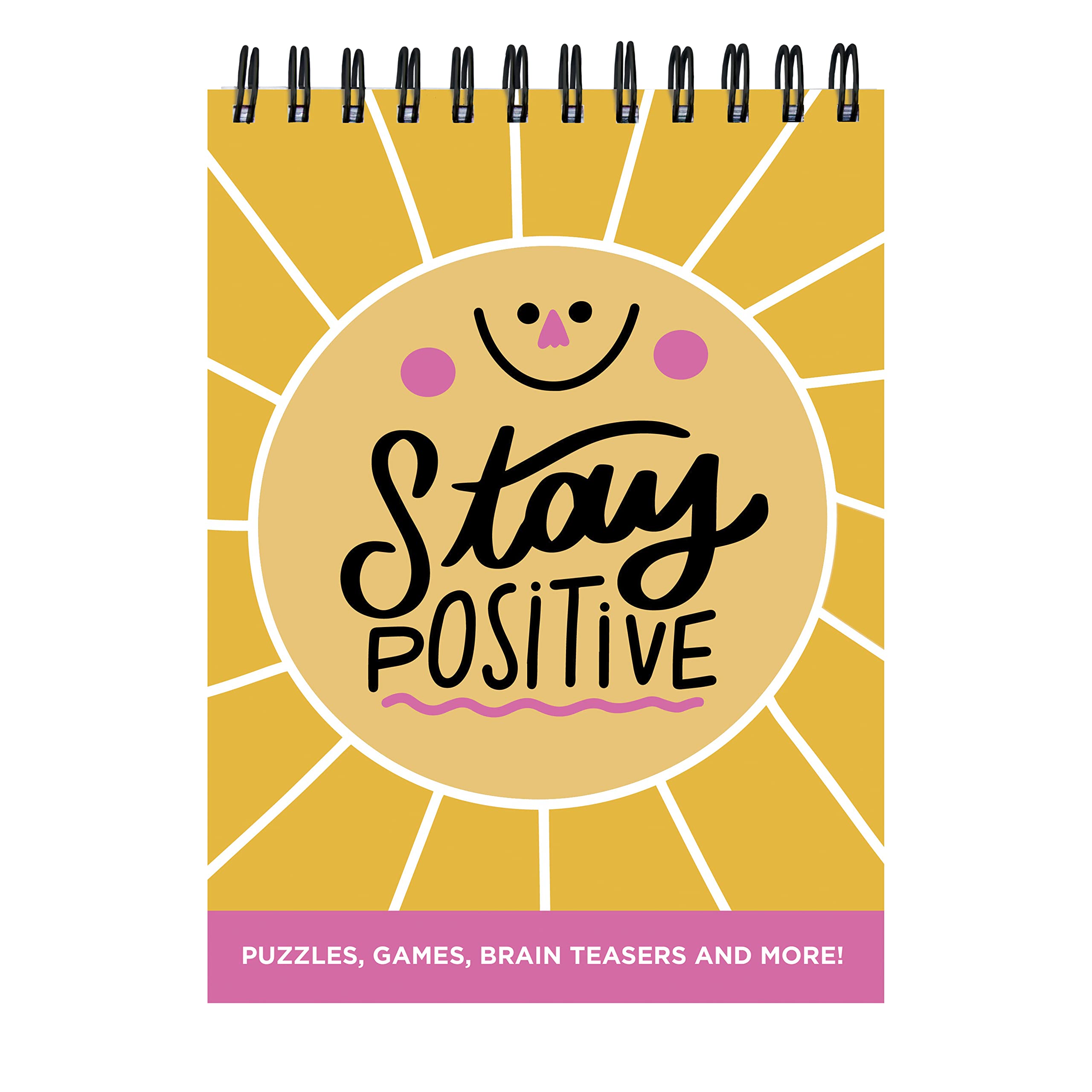 TF PUBLISHING | Stay Positive Assorted Spiral Puzzle Book | Activity Book for Adults or Kids | Over 150 Puzzles and Solutions | Variety Brain Games | What to Do When Bored | 6" x 8"