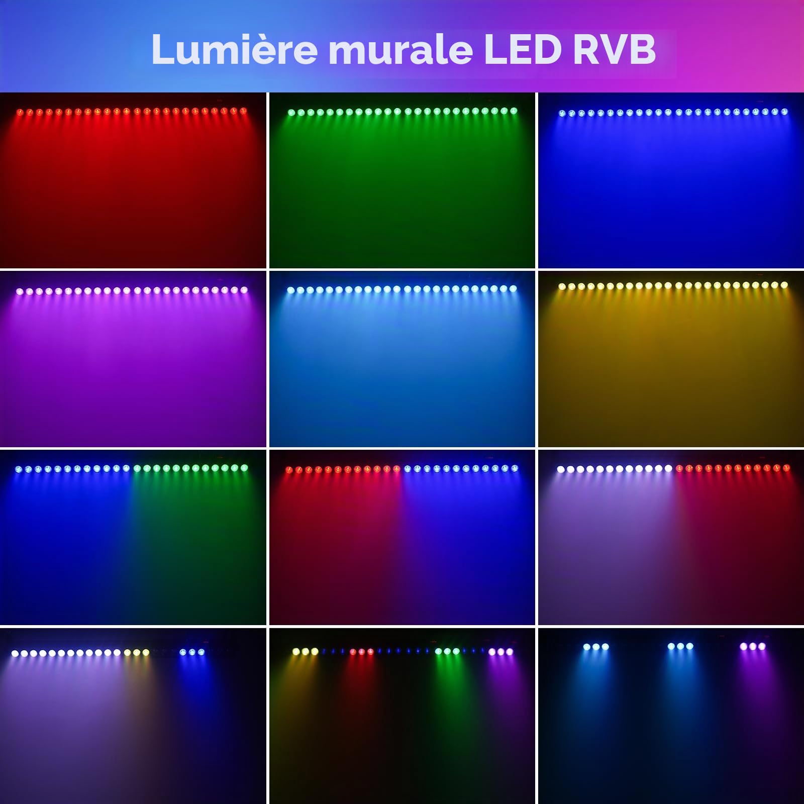 UKing LED Wall Wash Lampe 24LED 72W Lumières de Scène RGB Effet de Lumiere Bar avec Télécommande et Contrôle Sonore dmx Activé pour DJ Fete Éclairage Effets, 1 PCS