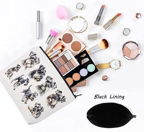 Miniatura 3 de LEVLO Bolsa de maquillaje cosmética Schnauzer miniatura Schnauzer amante regalo miniatura Schnauzer mamá bolsa de viaje Bolsa de viaje Schnauzer