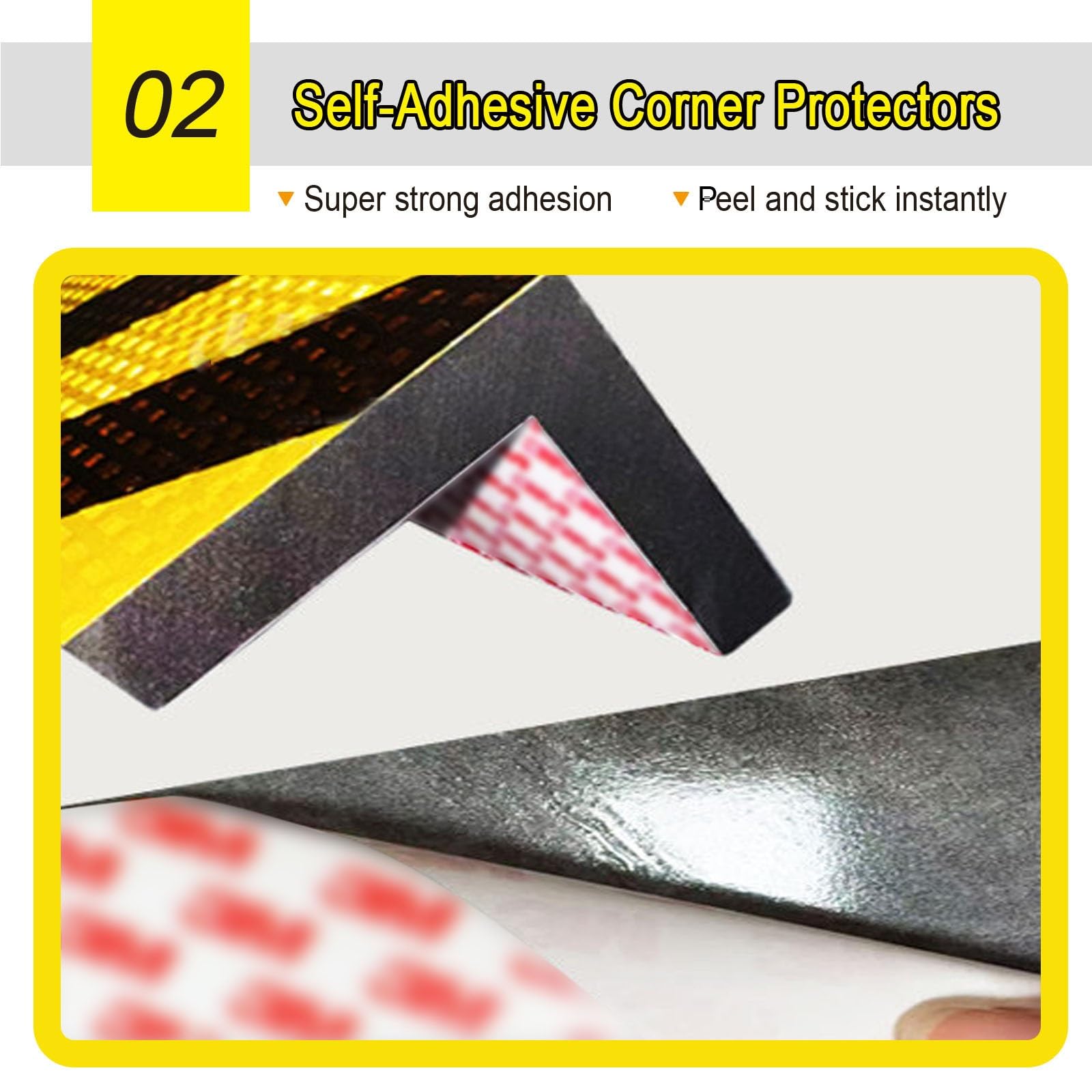 Protection d'angle murale en forme de L - Protection d'angle autocollante en mousse polyuréthane pour escalier et colonne - Design réfléchissant - Longueur 1 m