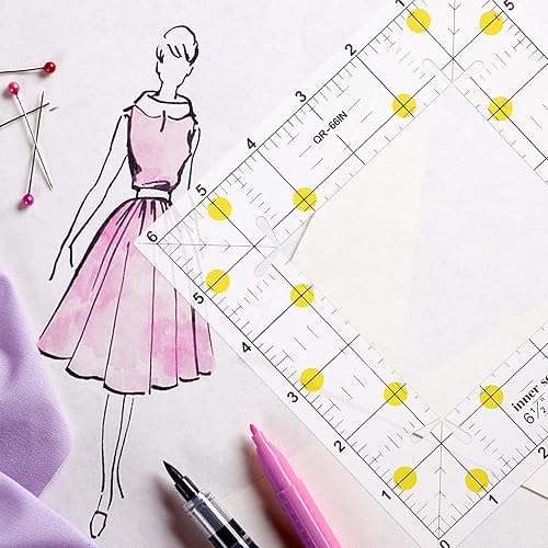 Miniatura 2 de EXCEART 2 reglas cuadradas para acolchar, reglas cuadradas cuadradas, reglas cuadradas de retazos, regla cuadrada a medida, regla de costura de