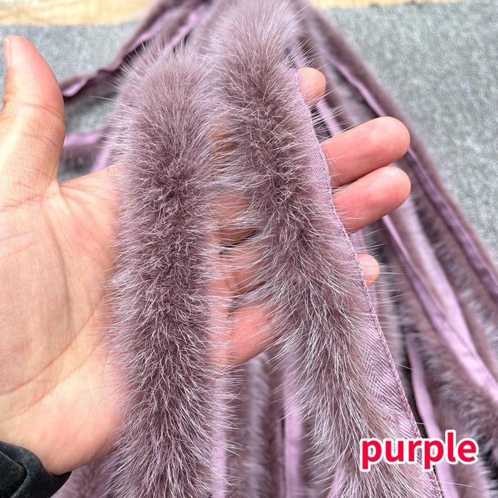 GNSN 1Yard Genuine Fur Mink Wool Edging Bias Trimmings Tape DIY Trims Plush Fluffy Sewing (Purple,Width 1 in/3 cm)