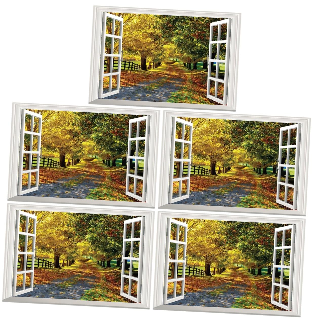 Autocollant mural faux fenêtre UPKOCH décoration scénique 5 pièces salon