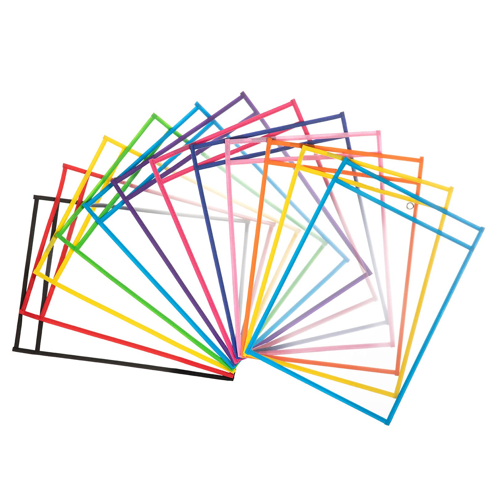 MALL Dry Erase Pockets 12 Set Dry Erase Sleeves Oversized 10 * 13 Inches Teachers Students Supplies for Classroom Reusable Dry Erase Pockets Sleeves Assorted Colors