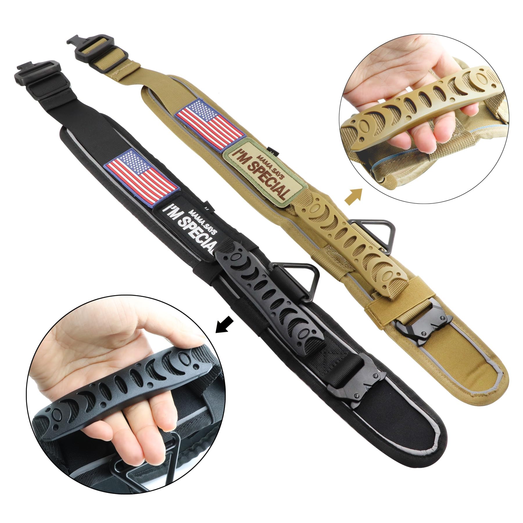Collar táctico para perro de 2.6 pulgadas de ancho con mango de control, collar militar resistente con hebilla de metal fuerte, collar reflectante de entrenamiento para perros medianos y