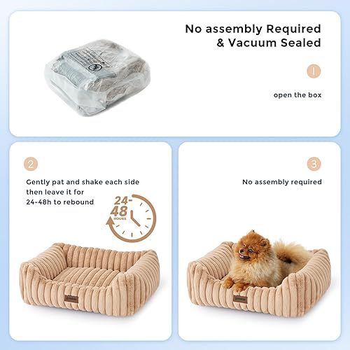 Miniatura 5 de Lindas camas para perros pequeños y medianos, cama ortopédica rectangular para cachorros con funda esponjosa lavable y parte inferior