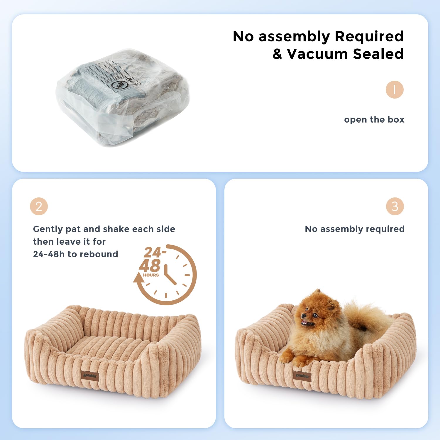 ZOMISIA Camas para perros pequeños, camas lavables para gatos de interior, cama ortopédica rectangular para cachorros con funda extraíble esponjosa, 20 x 19 x 7 pulgadas, color gris