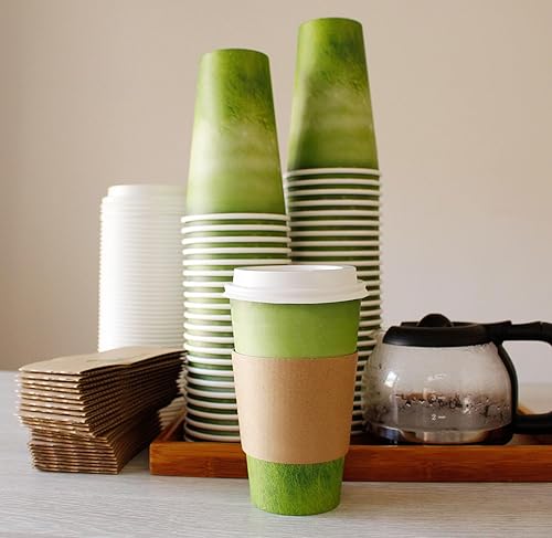 Miniatura 6 de Tazas de café con diseño especial de hierba verde, taza de papel caliente desechable, tazas calientes para café, líquido caliente, chocolate, jugo,