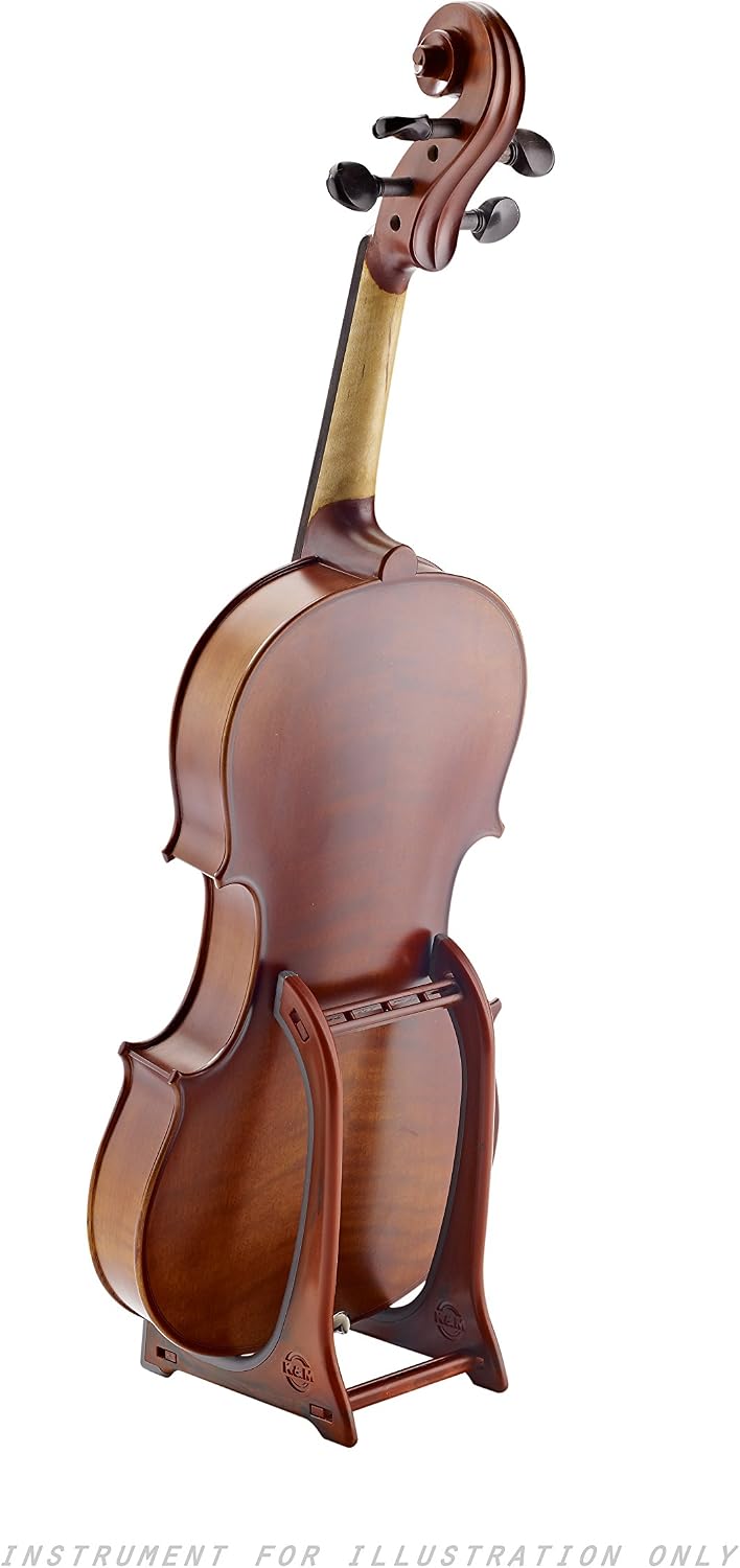 K&M Konig & Meyer 15550.000.98 Violin/Mandolin/Ukulele Display Stand | Folding Compact For Transport and Storage | Rubber Support Arms | Pro Grade for Musicians | German Made | Redwood Finish