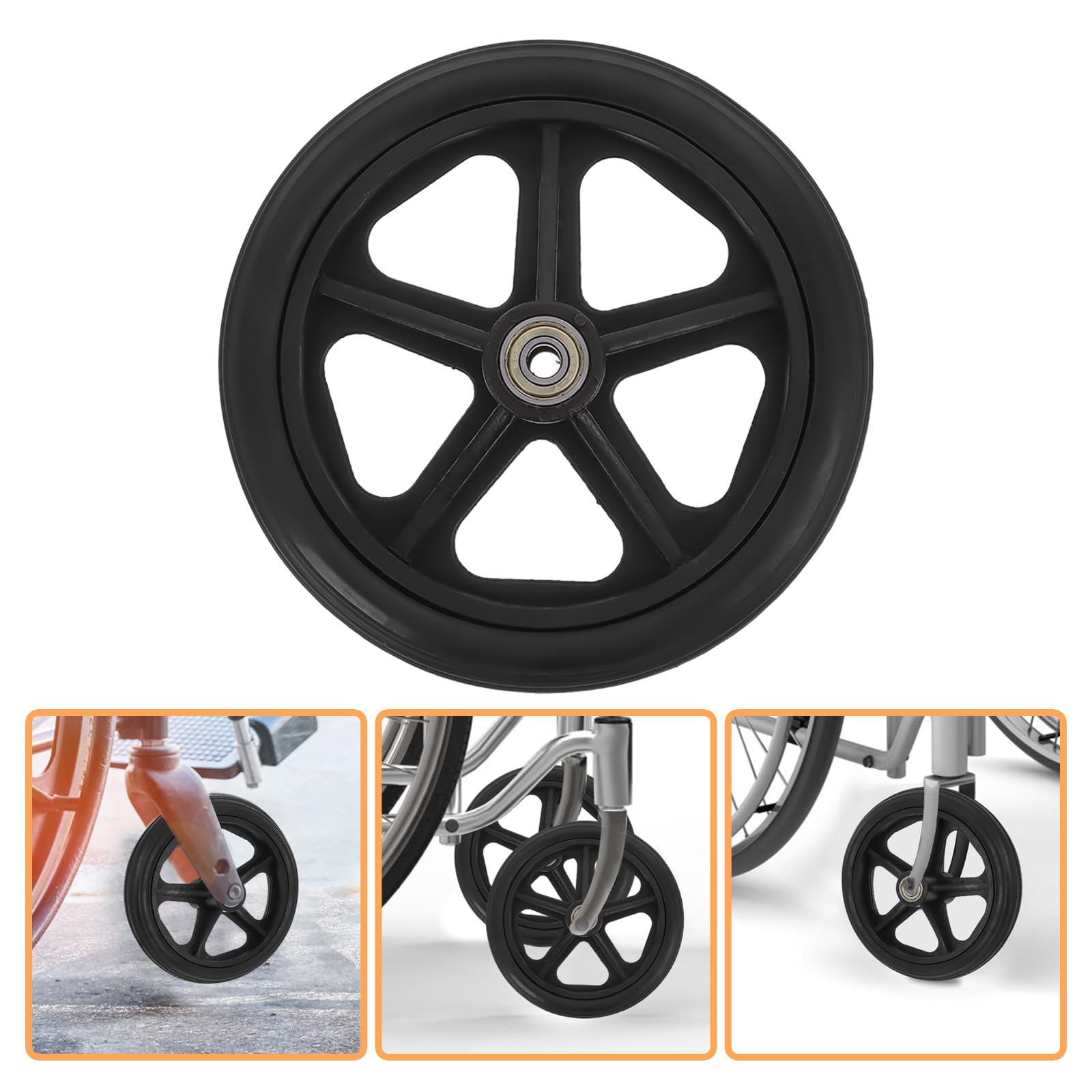 Rueda Delantera de Repuesto para Silla de Ruedas Material Abs y Acero, Resistente al Desgaste y Carga, Adecuado para Uso en Interiores y Exteriores