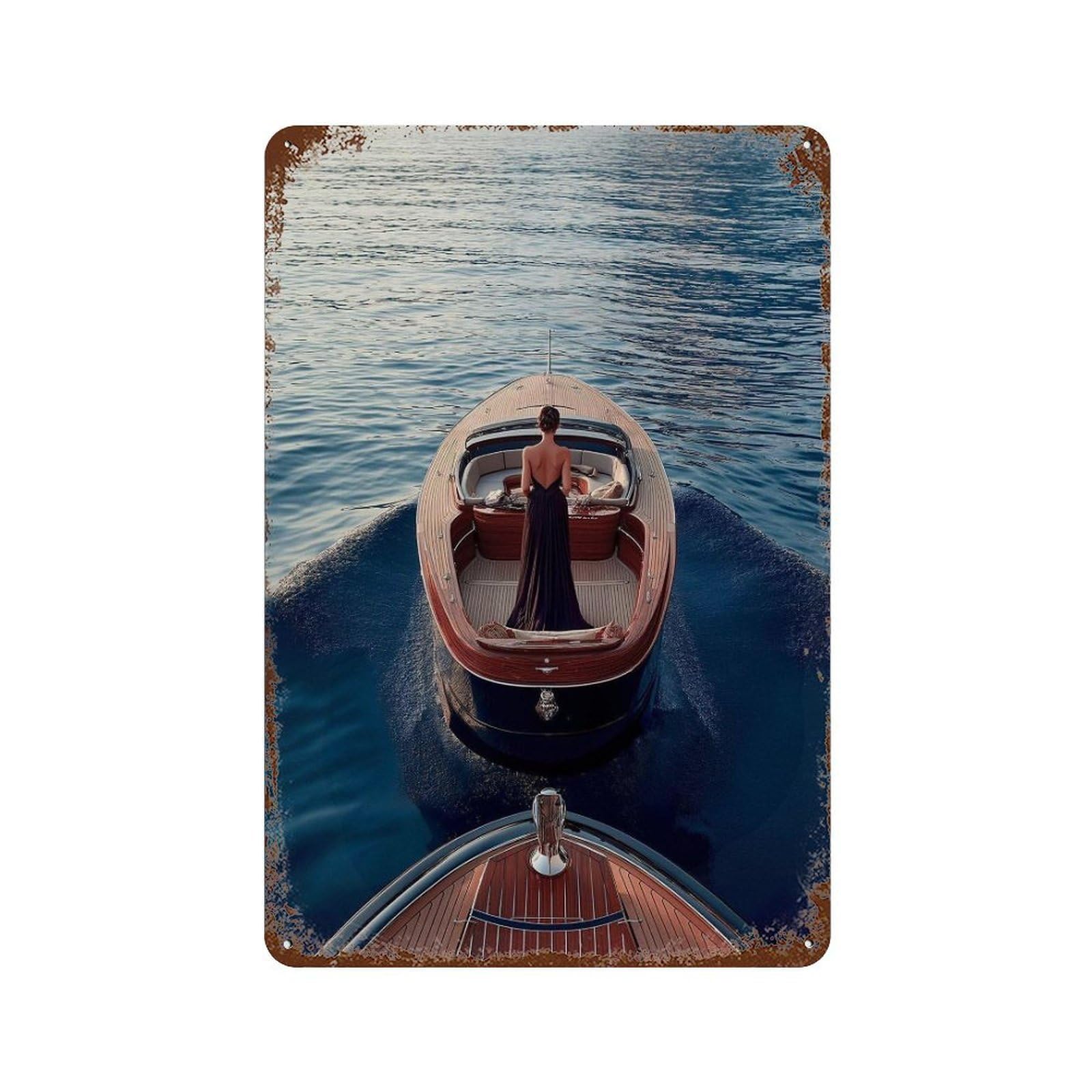 xiaoxiaoshen Boat Poster, Wall Decor Art Metal Tin Poster Modern Home Decor Art Home Bar Shop Decorations Vintage Sign 30x20cm