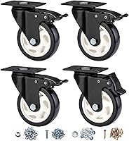 Vista 12 de Ruedas giratorias, ruedas de 2 pulgadas, juego de 4 ruedas resistentes, ruedas de bloqueo CLOATFET con freno (placa superior), ruedas giratorias