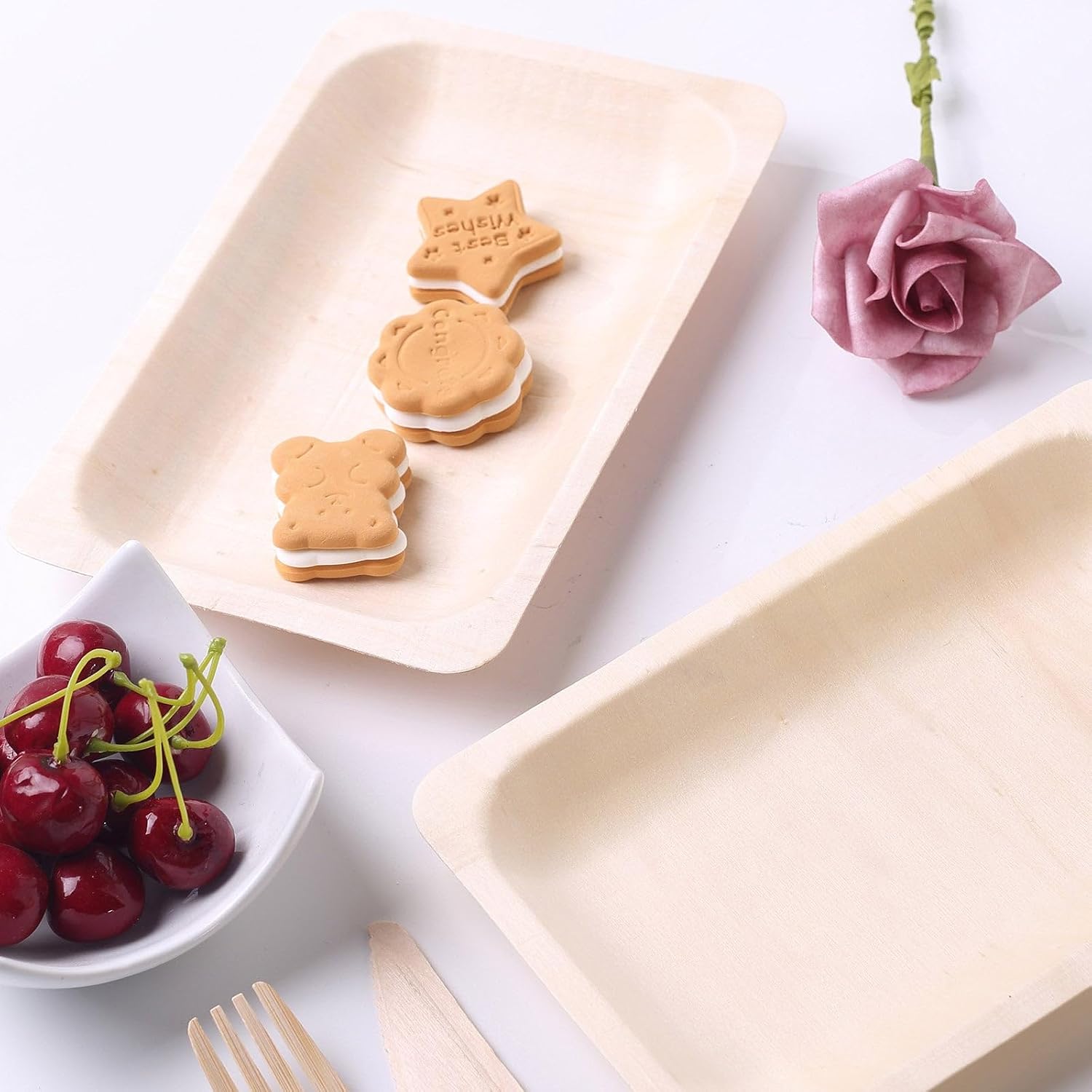 Efavormart 100 Pack | 5"x8" Eco Friendly Birchwood Wooden Dessert Serving Plates
