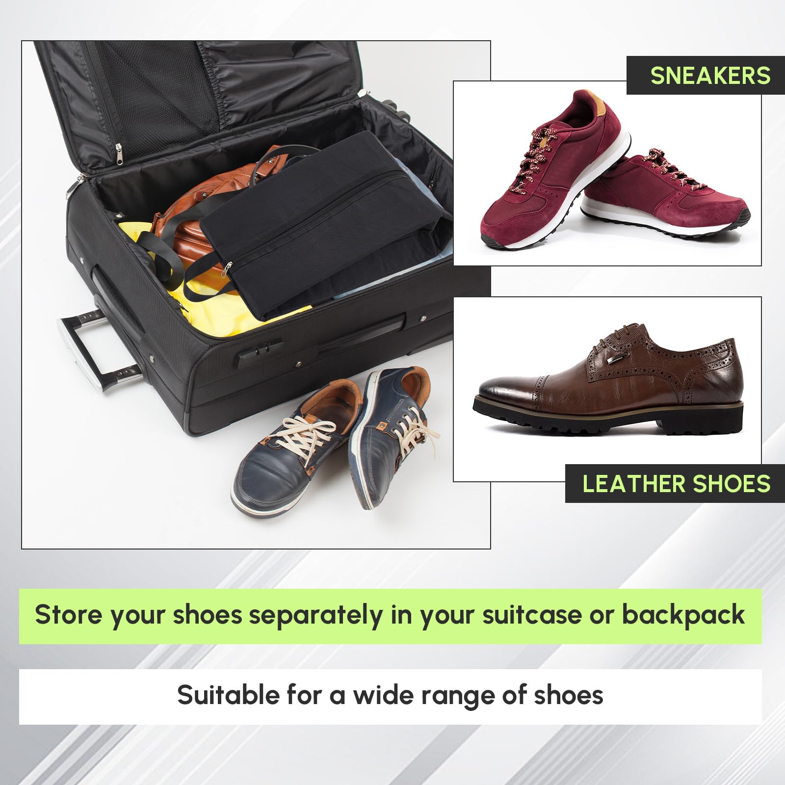 Leinuosen 4 Stück geruchsdichte Schuhtasche für Reisen, wasserabweisend, geruchsabsorbierend, leicht, Golf, Fußball, Schuhaufbewahrung, Organizer-Tasche mit Reißverschluss für Fitnessstudio, Sport