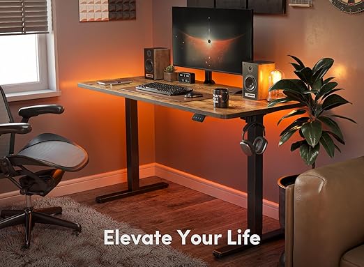 FEZIBO Electric Standing Desk, 48 x 24 Inches Height Adjustable Stand up Desk, Sit Stand Home Office Desk, Computer Desk, Vintage Brown thumbnail 3