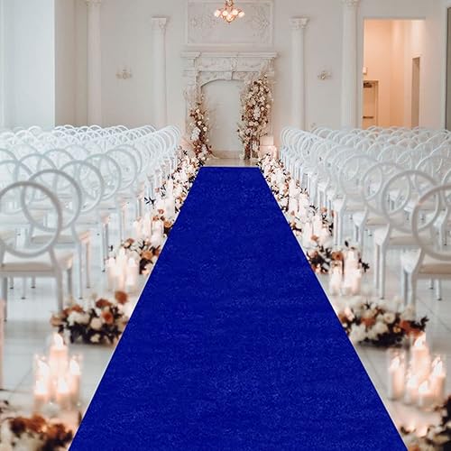 Miniatura 5 de MODFUNS Camino de pasillo de 4 x 15 pies para ceremonia de boda, tela de terciopelo azul real, incluye cintas de alfombra, pasillo de boda, pasillo,