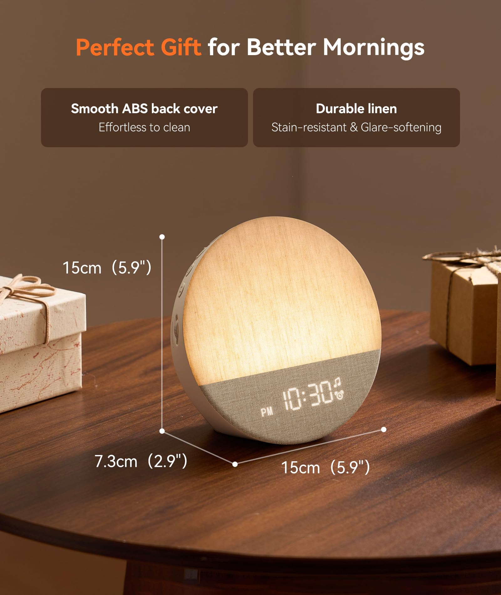 Dreamegg Sunrise 1 Despertador Luz Amanecer Máquina de Ruido Blanco con 29 Sonidos Calmantes, Rutinas de Sueño Personalizables, Luz de Noche Regulable, Despertador de Luz Dormitorios, Adultos, Niños