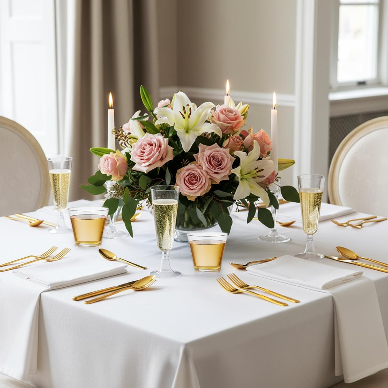 160 Pack Champagne Flute and Clear Plastic Cup, 60 Pcs 5 oz Champagne Wine Glasses Disposable 100 Pcs 9 oz Hard Drinking Cups Bulk for Engagement Birthday New Years Eve Party - Image 6