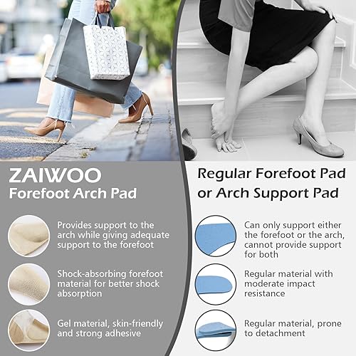 Miniatura 3 de Plantillas de zapatos con soporte de arco para pies planos, insertos de arco de gel para fascitis plantar, almohadilla adhesiva para aliviar la