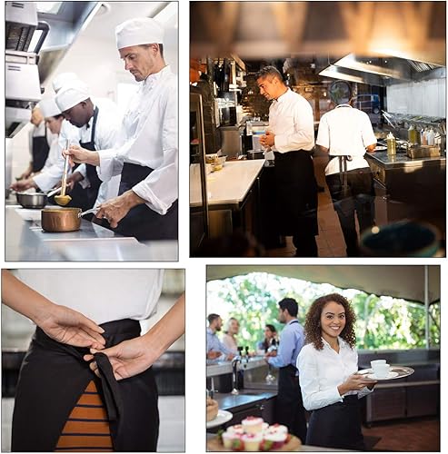 Miniatura 5 de LISSOMPLUME Delantal de bistró de cintura corta para sostener el libro del servidor, bolígrafo, tarjetero