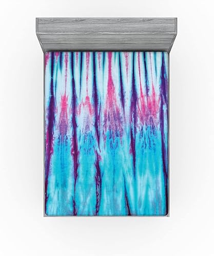 Miniatura 3 de Ambesonne Sábana bajera étnica, primer plano de degradado vertical, efecto de teñido anudado hippie Alter Life, impresión artística retro, ropa de