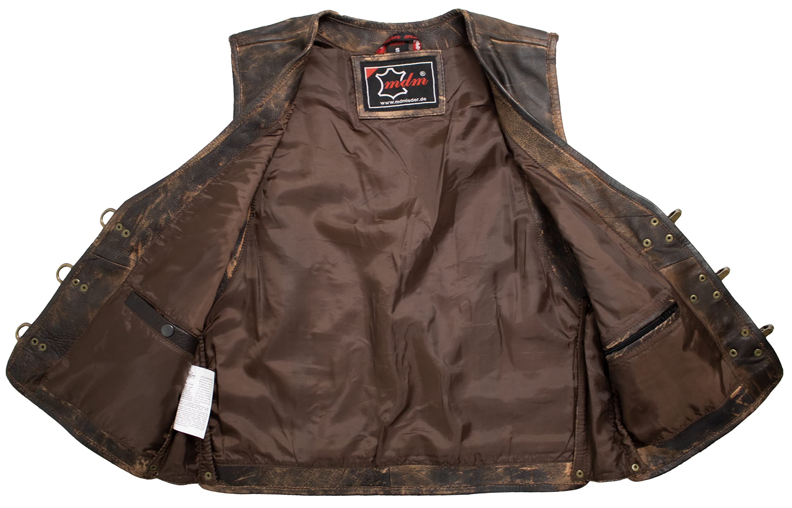 MDM Herren Vintage Lederweste/Kutte aus echtem Leder