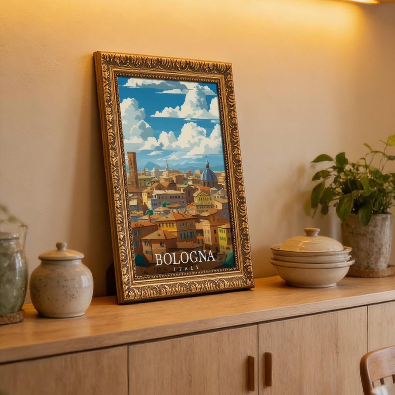 Poster su tela a tema viaggi Bologna, Italia (3), decorazione per camera da letto, ufficio, stanza, regalo, 40,6 cm L x 61 cm W