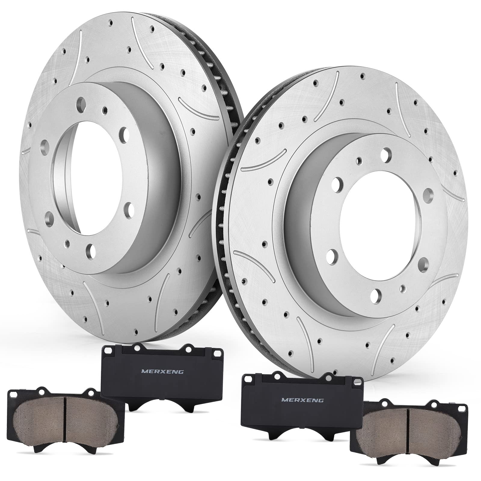 Photo 1 of MERXENG Front Brake Rotors and pads kit, Drilled and Slotted Rotors Replacement for 2010-2019 GX460, 2010-2020 4RUNNER MER0643