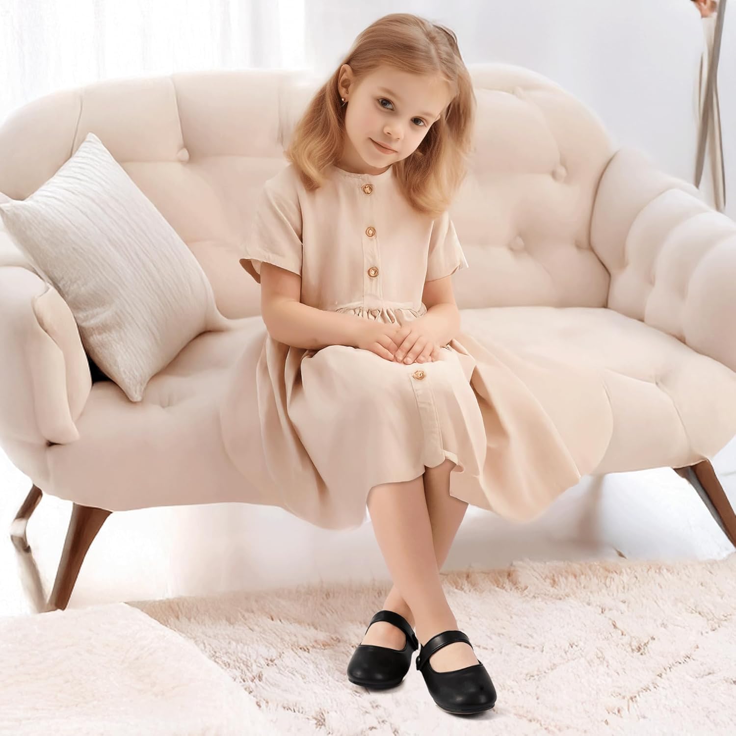 Hehainom Toddler Girl Dress Shoes Mary Jane Ballerina Ballet Flats for Girls Flower Girl Little Kids Wedding Party School Shoes - Image 2