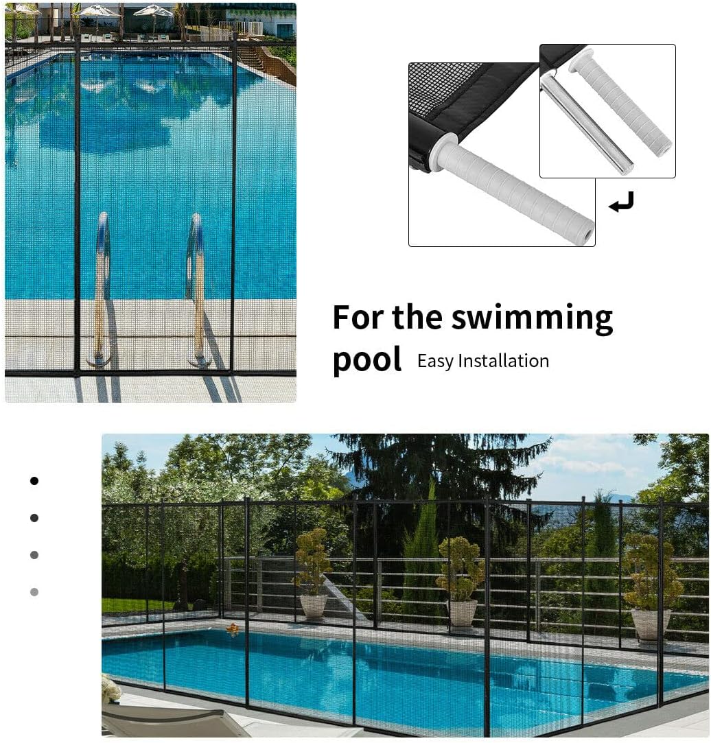 HAPPYGRILL 4 x 12 ft Swimming Pool Fence Barrier Child Kids Pool Safety Mesh Fence for In-Ground Swimming Pool
