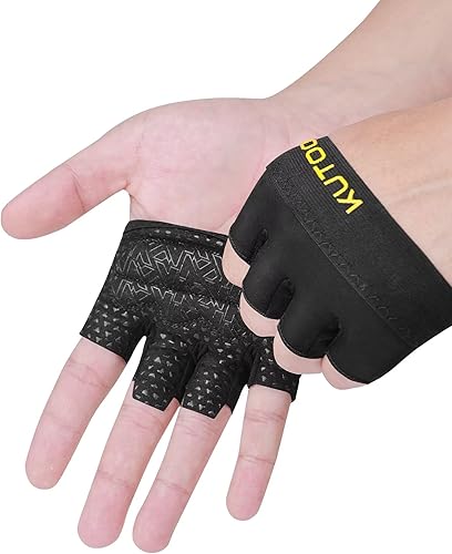 Miniatura 2 de KUTOOK Guantes de entrenamiento para levantamiento de pesas para hombresmujeres, guantes de gimnasio con relleno XRD de 0.118 in, guantes parciales