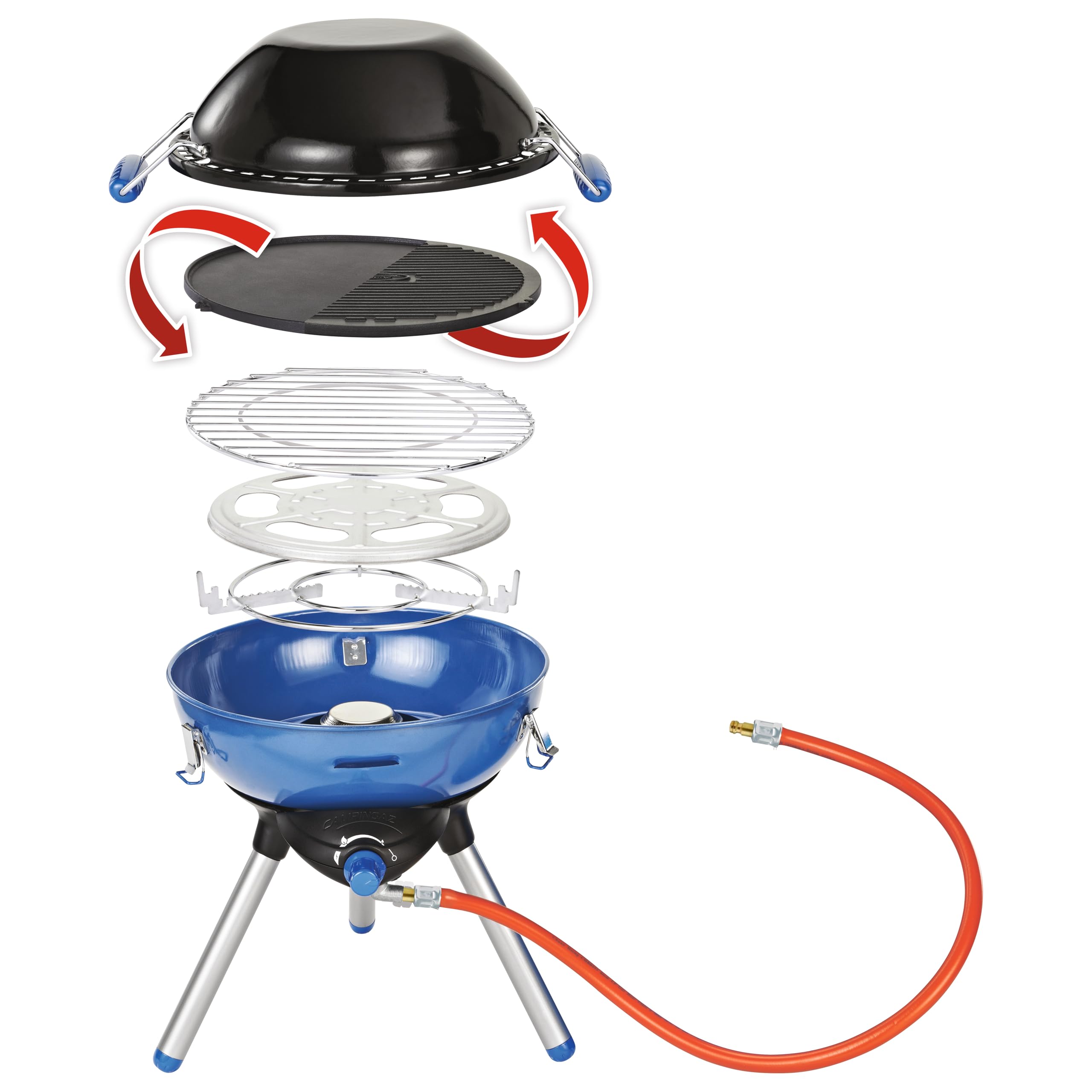 Campingaz Party Grill 400 Camping Stove, All in One portable Camping BBQ, Outdoor Grill and Stove, Small Gas Barbecue 2.000 Watt, Tabletop BBQ
