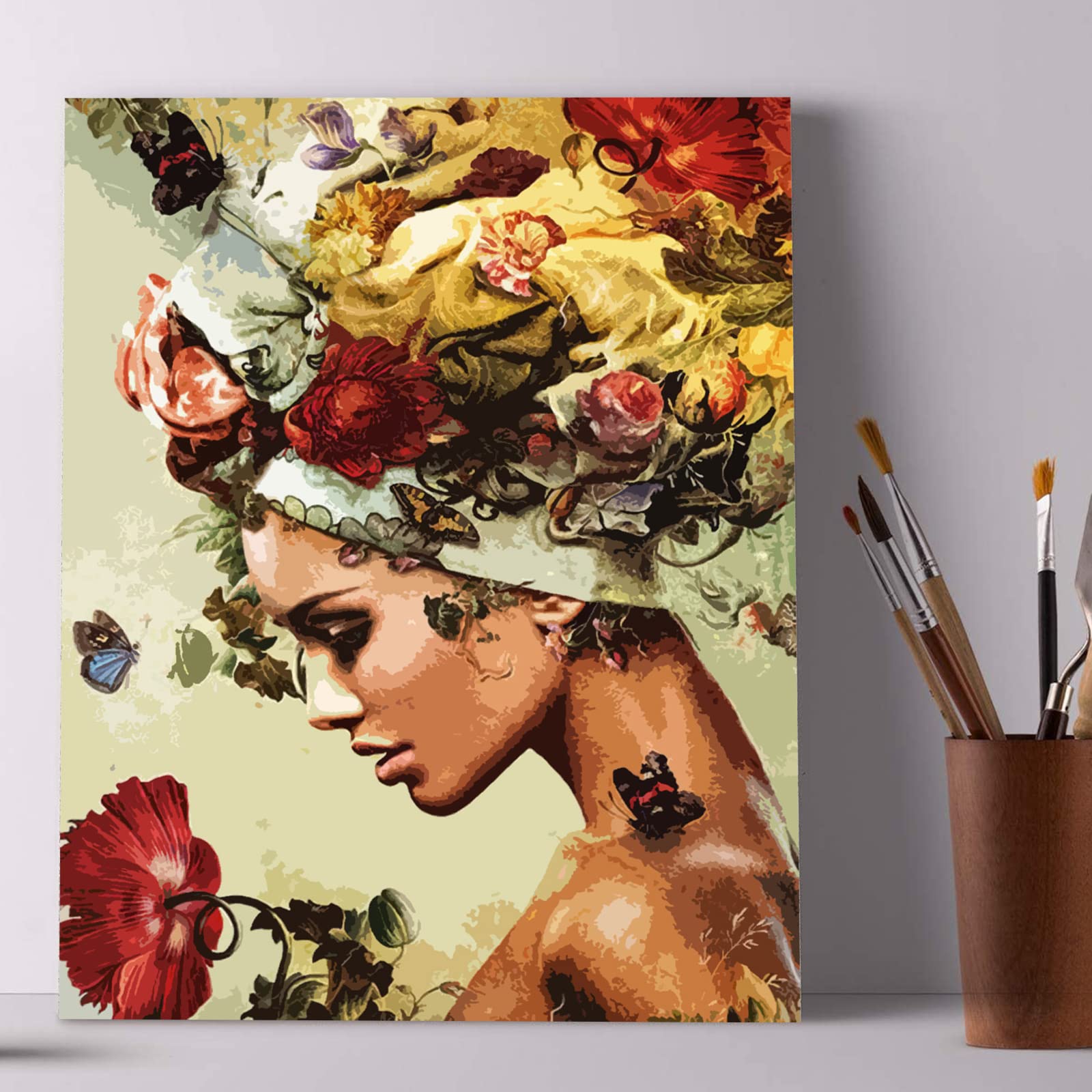 Flowers In Window Paint By Numbers Kit - 16x20 Inch DIY Canvas Painting For Adults