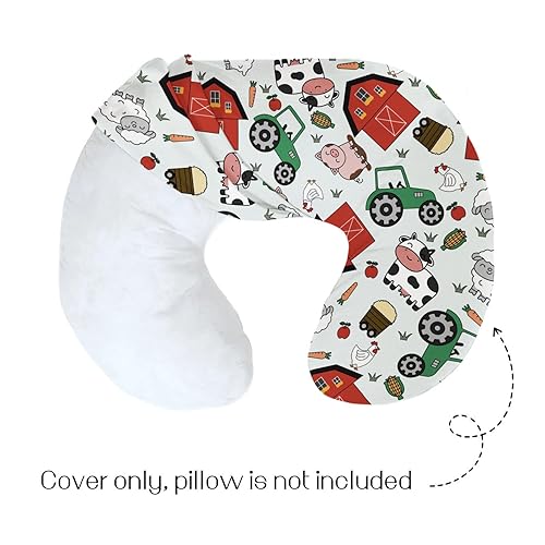 Miniatura 2 de HawSkgFub Farm Animal Life - Funda de almohada de lactancia para bebés, niños y niñas, vaca, cerdo, oveja, pollo, tractor, cosecha, lactancia, funda