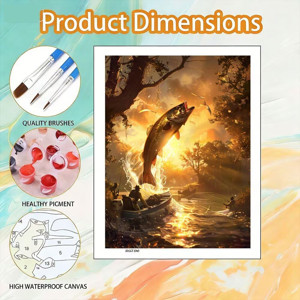 Malen Nach Zahlen Erwachsener, Fischer Angeln DIY Anfänger Hand gemalt Ölmalerei Kit Pinsel und Acrylfarben,als Geschenk für Erwachsene und Heimdekoration, ohne Rahmen 70x90cm D3SS-835