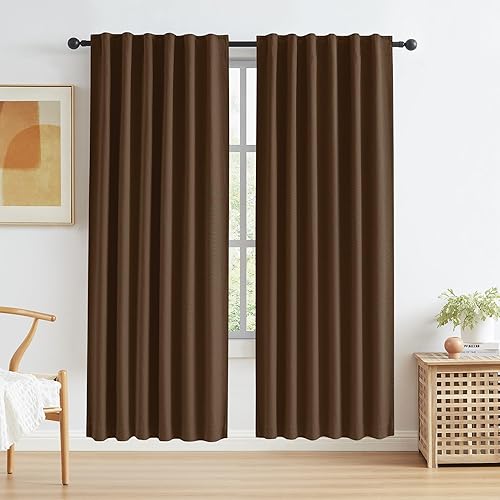 Miniatura 35 de Keqiaosuocai - 2 paneles de cortinas opacas, estilo bohemio, de lino, con correa para gancho o pestaña trasera, para sala de estar, extralargas,