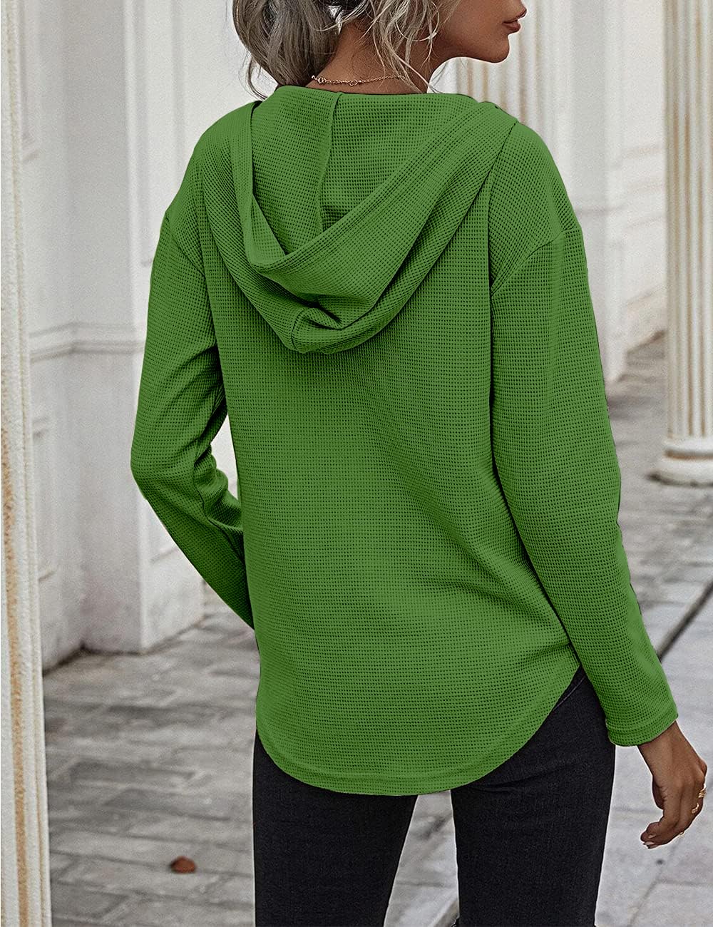 Cuptacc Felpa Donna con Cappuccio 2024 Maglione Scollo A V Autunno Maglia Manica Lunga Camicia Elegante