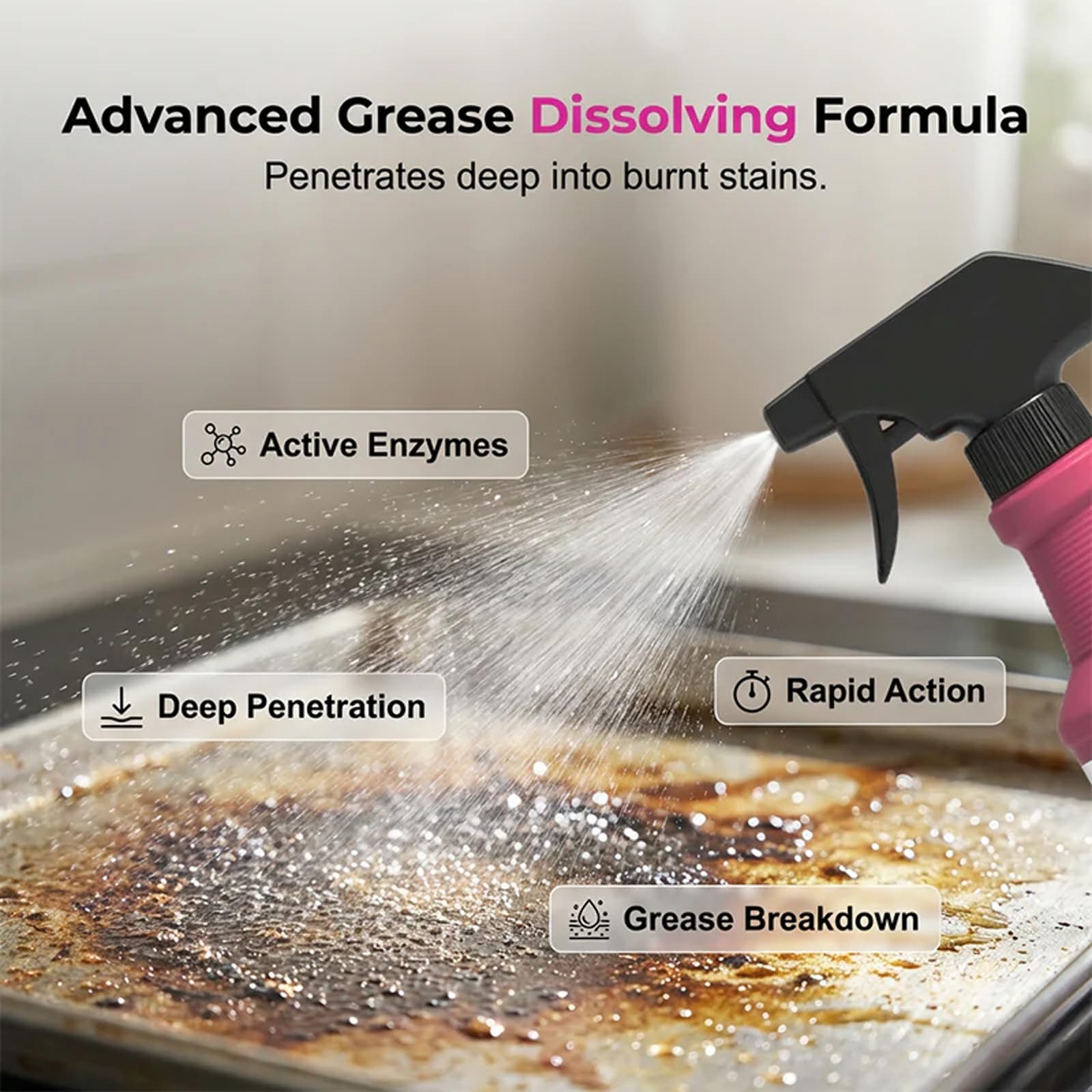 Fast-Acting Heavy-Duty Grill Degreaser Spray, 120ml BBQ Grill Cleaner, 𝐆rill and Smoker Cleaner and Degreaser, 𝐆rill 𝐂leaner for Outdoor Grills, Heavy Duty for Burnt Food & Grease (2 PCS) — view 4