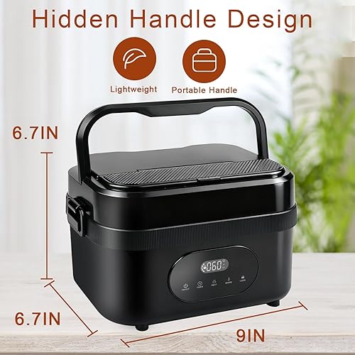 Miniatura 7 de Lonchera portátil con calefacción de 18000 mAh, recargable, inalámbrica, eléctrica, 1.5L, calentador de alimentos autocalentable para exteriores,