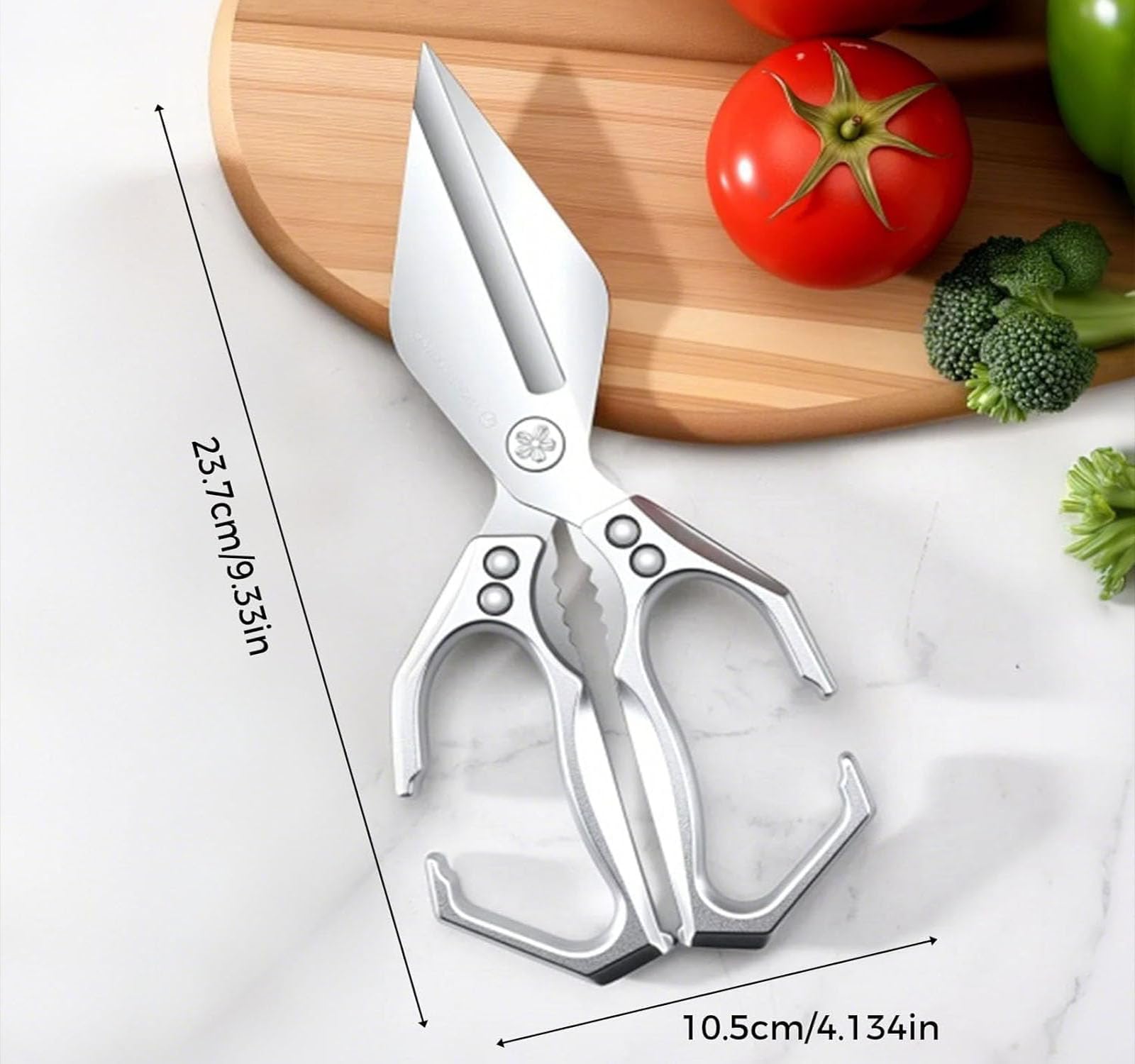 2025 Nuevas tijeras de cocina de servicio pesado multifuncional de Seattleget, tijeras de acero inoxidable 3CR13, con mango ergonómico, para cortar carne, verduras y nueces (E)