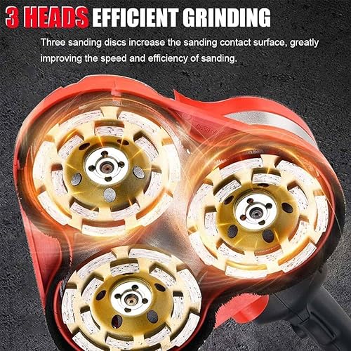 Miniatura 4 de Máquina pulidora de diamante eléctrica de 3800 W, lijadora y amoladora de hormigón de 3 cabezales, Polisseuse à Béton, cepilladora de cemento con 6